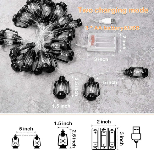 AceList Camping Lantern String Light - 30 LED Battery and USB Operated Lights for Camping, Party, Classroom, Travel