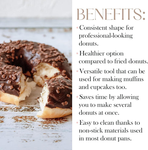 Bellemain Premiere Donut Pan for Baking, Nonstick 12.5 x 8.5” with 6-Doughnut Molds, Includes 2 Steel Trays