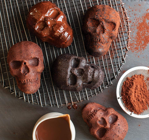 Nordic Ware Halloween Bakeware - Haunted Skull Cakelet Pan in Bronze