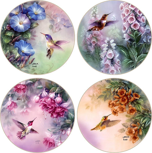 CoasterStone Absorbent Coasters, Hummingbird Assortment, Set of 4, 4-1/4 Inch