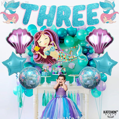 KatchOn Big Mermaid Decorations - Pack of 8 | Mermaid Balloons for 3rd Birthday Party