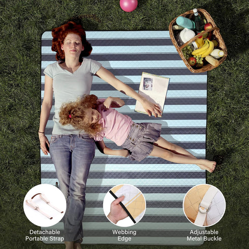 HX&OD 80x60 Extra Large Picnic Outdoor Blanket, Waterproof Picnic Mat Foldable Camping Blanket Portable with Carry