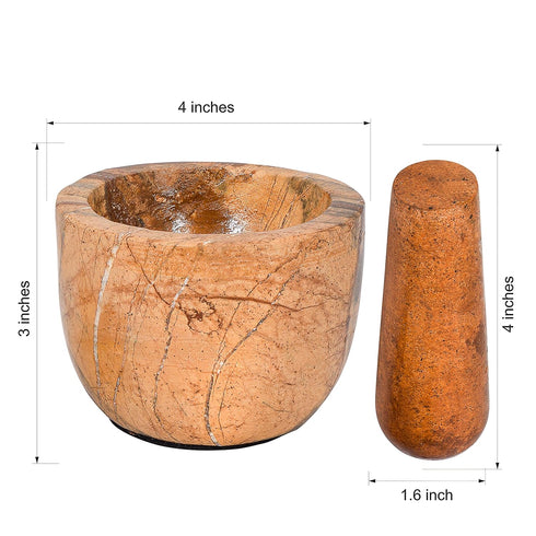 Mortar and Pestle, Heavy Duty Polished Hard Stone Grinder for Spices, Pastes, Herbs, Seasoning (Bidasar)
