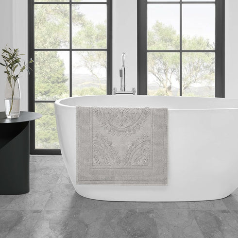 Jean Pierre New York Cotton StoneWash Medallion Bath Rug, 21x34 in., Grey