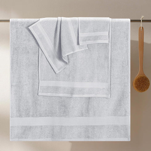 8 Set 100% 2 27x54, 2 16x28, 4 13x13 GLAMBURG Ultra Soft Piece Towel - Pure Ring Spun Cotton, Contains Oversized Bath