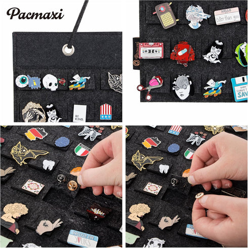 PACMAXI Hanging Brooch Pin Organizer - Display Pins Storage Case Holds Up to 96 Pins (Not Include Accessories)