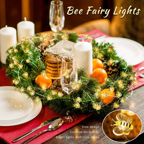 Asrnten Lights,10ft 30 oopswow Bee Decor LED Cute Honeybee String Lights Battery Powered,Bee Fairy Lights