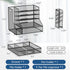 SUPEASY Desk Organizer, 5-Tier Mesh Paper Letter Tray with File Holder, Drawer, and 3 Tilted Sorter, Black
