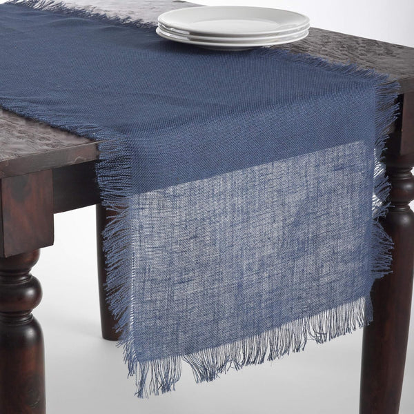 SARO LIFESTYLE JU209 Mari Sati Runners - Oblong, 20 by 108-Inch, Navy Blue