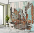 Ambesonne Grunge Shower Curtain, Urban Cityscape Abstract Acrylic Paint Style, Cloth Fabric Bathroom Decor Set with