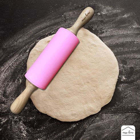 Mini Silicone Rolling Pin for Kids Baking, Ideal for Toddlers, Playdough, Cookies & Pastry - 9" Small Size (Pink)