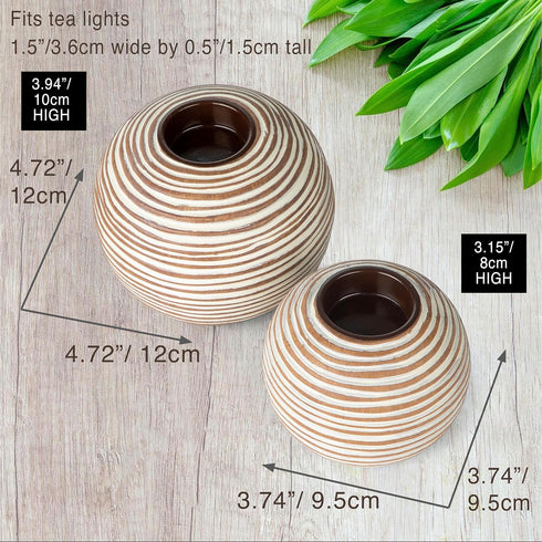 Set 2), Counter, Tuva Orb Candle Holders (Gift Boxed of Table Centerpieces for Dining or Living Room, Spa, Bathroom
