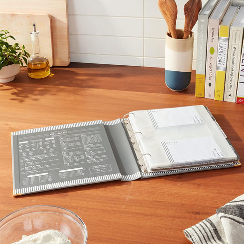 C.R. Gibson Gray Leatherette Lined Recipe Notebook, 11'' x 12''