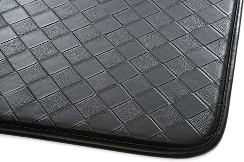 Anti-Fatigue Kitchen Faux Leather Non-Skid Cushioned Comfort Mat, 18" x 30", Diamond Black/Black