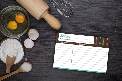 Home Advantage 50 Modern Kitchen Recipe Cards, 4x6 Double Sided