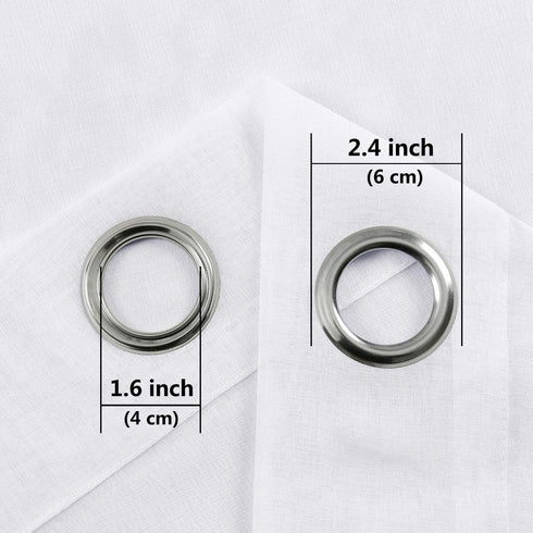 DWCN White Sheer Curtains - Set of 2 Panels, Faux Linen Look Grommet Window Drapes for Bedroom Living Room