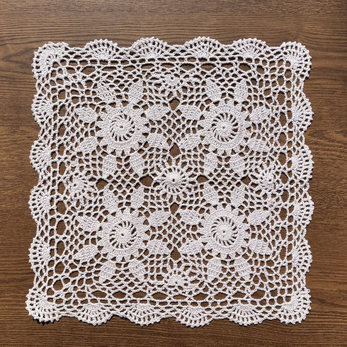 Dcor,15inches(40cm) Hsvanyr White Nightstand Cover Handmade Crochet Lace Table Cloth Doilies Dining Room Mats Table