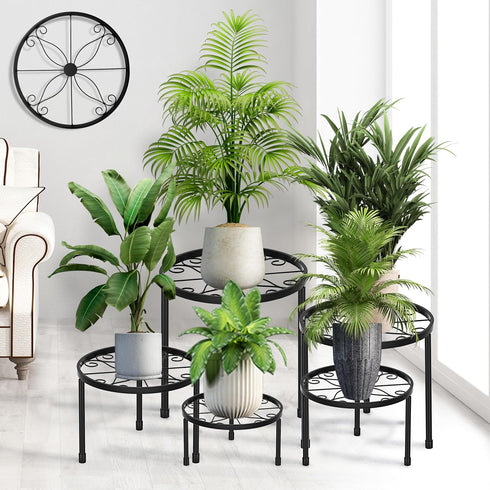 CADANI 5 Pack Metal Plant Stands for Outdoor Indoor, Anti-Rust Iron Flower