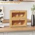 Countertop, BAMBANG Corner Bread Box for Kitchen Double Layer Bamboo Bread Storage Container with Wavy Windows