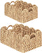 iEGrow Scalloped Wicker Basket, Set of 2 Woven Rattan Natural Water Hyacinth