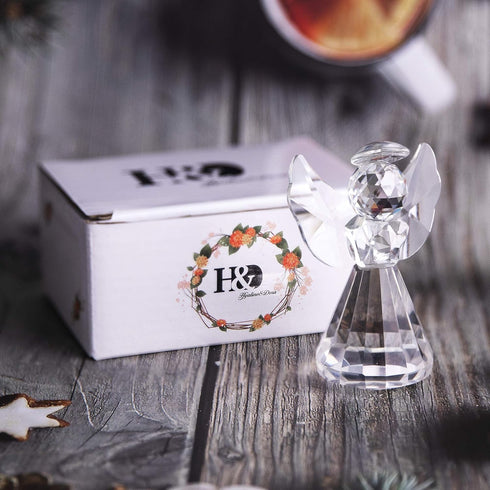 HDCRYSTALGIFTS 3-Inch Clear Crystal Guardian Angel Figurine Paperweight Decor Glass Statue Ornaments Gift for Women