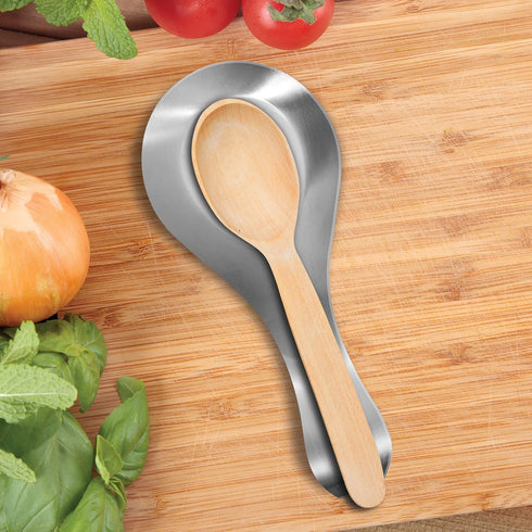 OGGI Stainless Steel Spoon Rest, Long Handle for Kitchen Utensils, Great for Counter, Stove Top, or Coffee Station