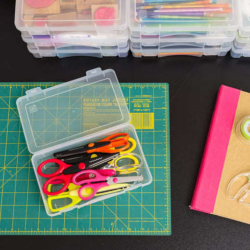 IRIS USA Pencil Case Plastic Pouch Box Storage Organizer, 10-Pack, Clear, for Beads, Pens, Art Supplies