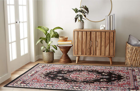 Home Dynamix Premium Sakarya Traditional Medallion Border Area Rug, Black, 21"x35" Rectangle by Home Dynamix