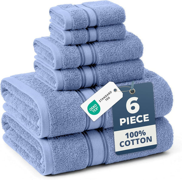 LANE LINEN Luxury Bath Towels Set - 6 Piece Set, 100% Cotton