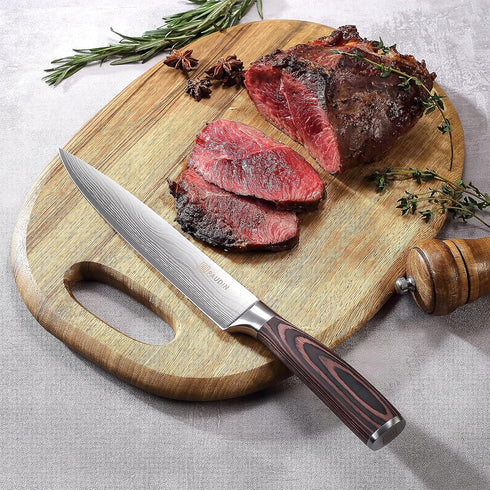 PAUDIN 8-Inch Carving Knife, Ultra Sharp Brisket Slicing Knife, Premium German Stainless Steel for BBQ