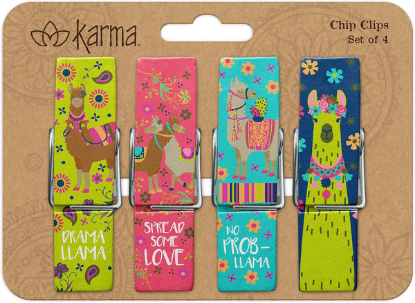 Karma Chip Clips, Colorful Bag Clips for Food & Storage, One Size, Llama