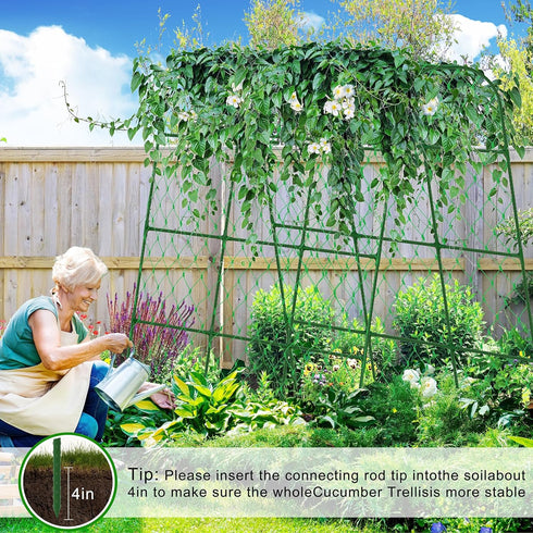 (Green,65"x49.2"x23.6") Extra Large Cucumber Trellis for Raised Bed, U-Shape Garden Trellis for Climbing Plants