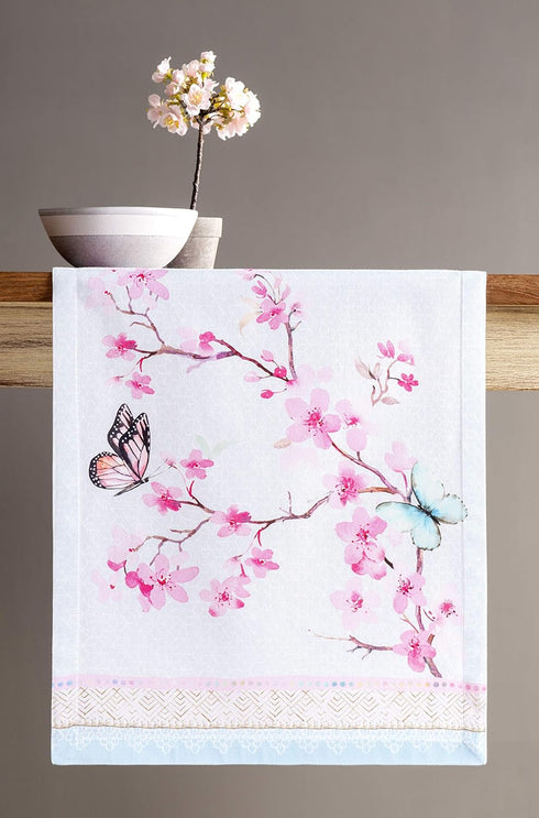 Maison d' Hermine Table Runner, 100% Cotton, 108 inches Long, Decorative for Home Kitchen Dining (Blossoms in Spring,