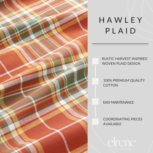 13"x70" Elrene Home Fashions Hawley Plaid Harvest Fall/Thanksgiving Cotton Console Centerpiece/Table Runner