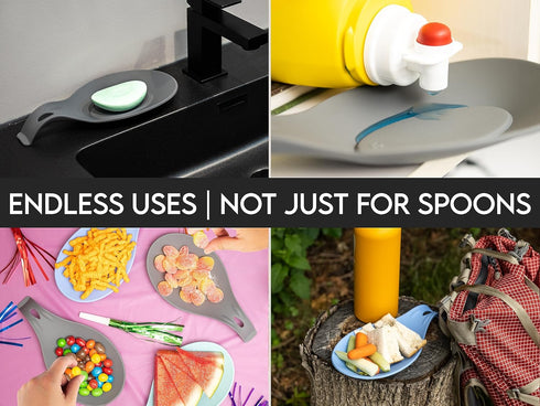 Silicone Spoon Rest for Stove Top, HEAT RESISTANT Kitchen Utensil Holder for Large Tools, Easy Clean