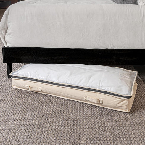 Household Essentials Cotton Canvas Under Bed Storage Bag for Clothing and Linen, Natural