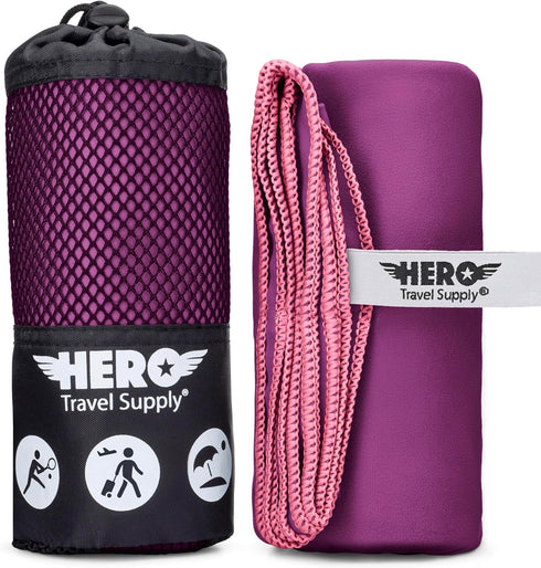 Hero Microfiber Large Beach Towel Compact for Travel (Magenta, 40" x 72")
