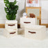 ANMINY Storage Bin with Lid, Decorative Foldable Lidded Cotton Linen Fabric Home Organizer - Beige, Small Size