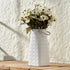 8.66 inch Vaseking Elegant White Petite Vase, Ceramic Modern Minimalism Geometric Texture Purse Vase with Hanging Rope