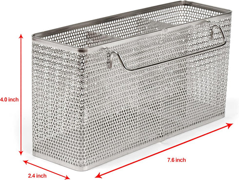 Kitchen Utensil Chopsticks Perforated Holder with Hooks - 304 Stainless Steel Storage for Organizer Dishwasher Safe (Large Rectangle)