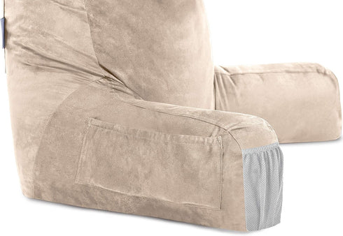 Cozy Husband Pillow Medium Cover Aspen Edition Cowboy Taupe, Reversible Microfiber to Microsuede, Side & Back Pockets