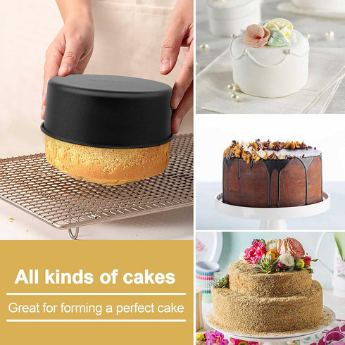 E-far Deep Cake Pan Set | 3 Nonstick Stainless Steel Round Cake Pans for Baking Layer Cakes