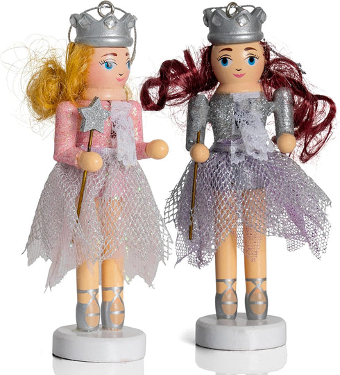 Ornativity Nutcracker Hanging Ornament Figures – Glittered Christmas Mini Wooden Small Ornaments Nutcrackers - 4 Pieces