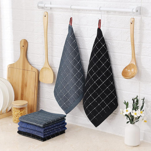 Homaxy 100% Cotton Terry Kitchen Dish Cloths, Ultra Soft and Absorbent, 6 Pack, 12 x 12 Inches