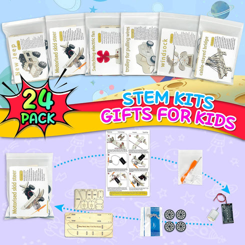 24Pack 8 9 10 11 12, 3D kortes STEM Kits for Kids Classroom, Science Building Project Craft for Ages Wooden Model Kit