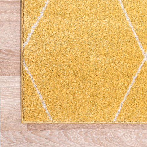 Unique Loom Trellis Frieze Collection Area Rug - Geometric (Yellow/ Ivory, 3' Square)