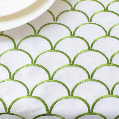 The White Petals Green Dresser Scarf Table Runner, 14x48 inch | Fabric Lined, No Fray Edges | Home, Kitchen, Wedding