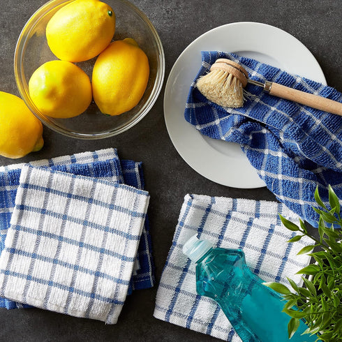 DII Basic Terry Collection Windowpane Dishcloth Set, 12x12, Blueberry, 6 Piece