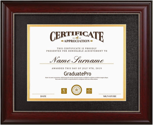 GraduatePro 8.5x11 Diploma Frame with Black Over Gold Mat, CPA License Frame, UV Protection Acrylic, Mahogany with Gold