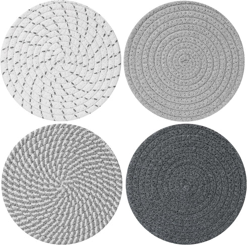 ME.FAN Trivets/Potholders 4 Set, Cotton Thread Weave Trivets for Hot Pots and Pans, Large Coasters, 7 Inch